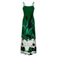 Robe pour femme avec poche décontractée d'été à col en V lâche grande taille longue robe longue Vert-3