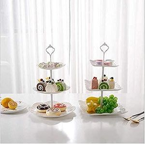 Support à Gâteaux Trois Niveaux Personnalisé – Assiettes Anciennes Porcelaine, Multicolore