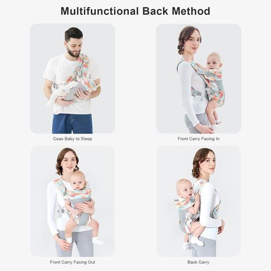 Porte-bébé Ergonomique 4 En 1 - De 3 à 20 Kg - Tissu Respirant, Réglable - Soutien Tête Et Dos