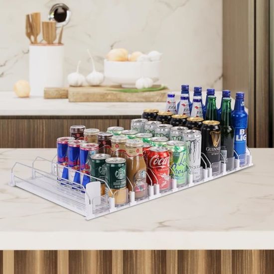 Distributeur De Canettes Pour Frigo - Rangement Automatique 9-11 Canettes 330ml - Pliable Et Transparent - Économiseur D'Espace