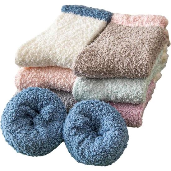 Lot 6 Paires Chaussettes Hiver Antidérapantes Femme - Moelleuses Thermiques, Douces Comme Du Coton, Semelle Silicone Anti-Glisse