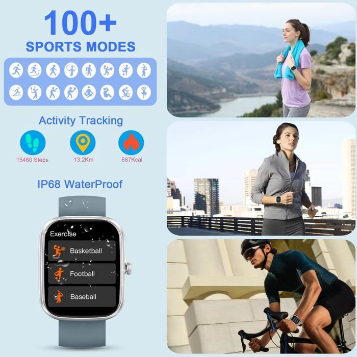 Apple Watch Montre Connectu00e9e Femme Homme Sport, 1,57