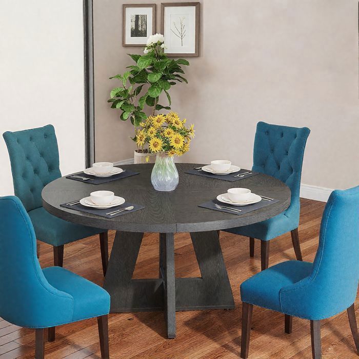 Table à Manger Ronde 120 Cm En Bois - Style Ferme Rustique Pour 4 à 6 Personnes, Sans Chaises - 6