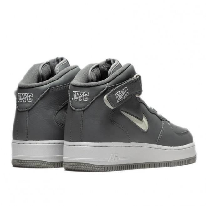 Basket Nike AIR FORCE MID JEWEL NYC Gris Cuir Lacets Adulte Gris Cdiscount Chaussures