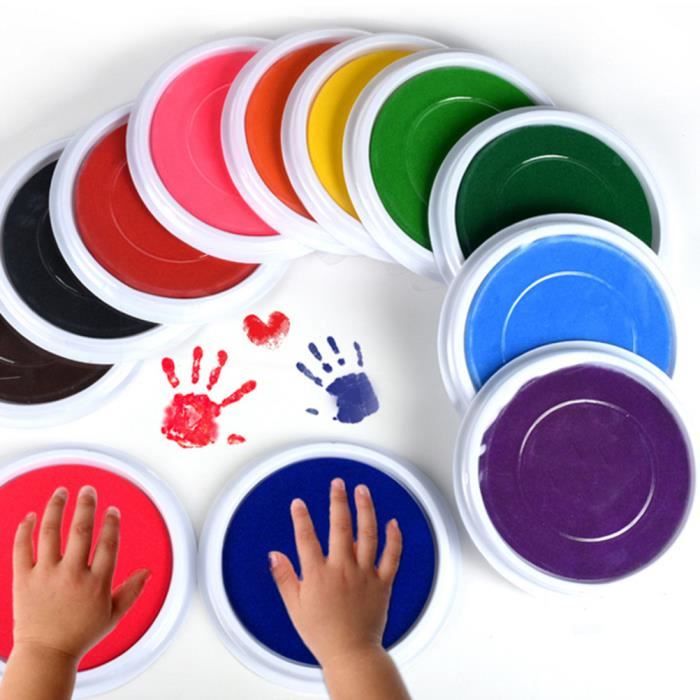 6 pièces main tampon encreur tampon tampon lavable doigt paume encre coloré  Graffiti tampon encreur pour enfants enfants (couleur aléatoire) 
