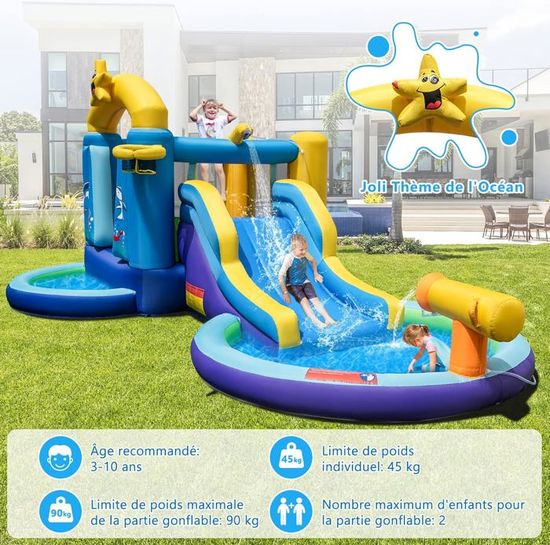 Château Gonflable avec Trampoline Ombragé - Aquatique Enfant Grande