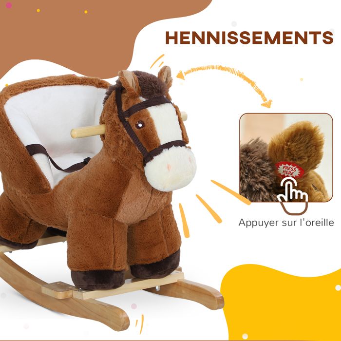 Dinosaure à bascule cheval à bascule enfants 18-36 mois avec marionnette à main ceinture de sécurité et 32 chansons - Jeux - Jouets