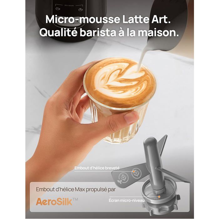 Accessoire Café Barista Mousseur à Lait Dreo Automatique - 800ml Avec 30 Programmes Pour Latte Art Et Boissons Chaudes/Froides Mousseur Lait
