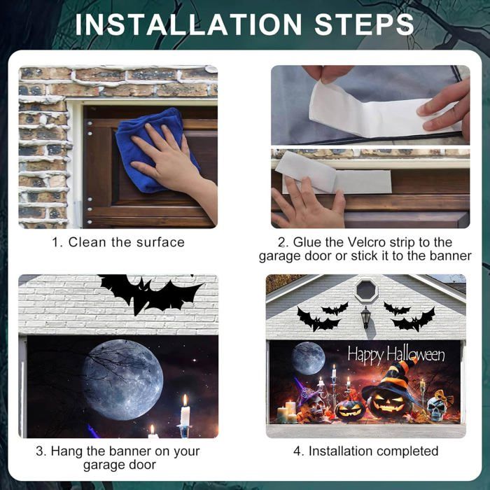 Bannière Halloween Tête De Mort 180x30 Cm | Décoration De Porte Extérieure Avec Message 'Welcome' | Tissu Oxford Imperméable