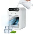 Mini climatiseur portable 3 en 1 - Silencieux - Ventilateur de table humidificateur - 2 vitesses - Camping chambre bureau - Velunor
