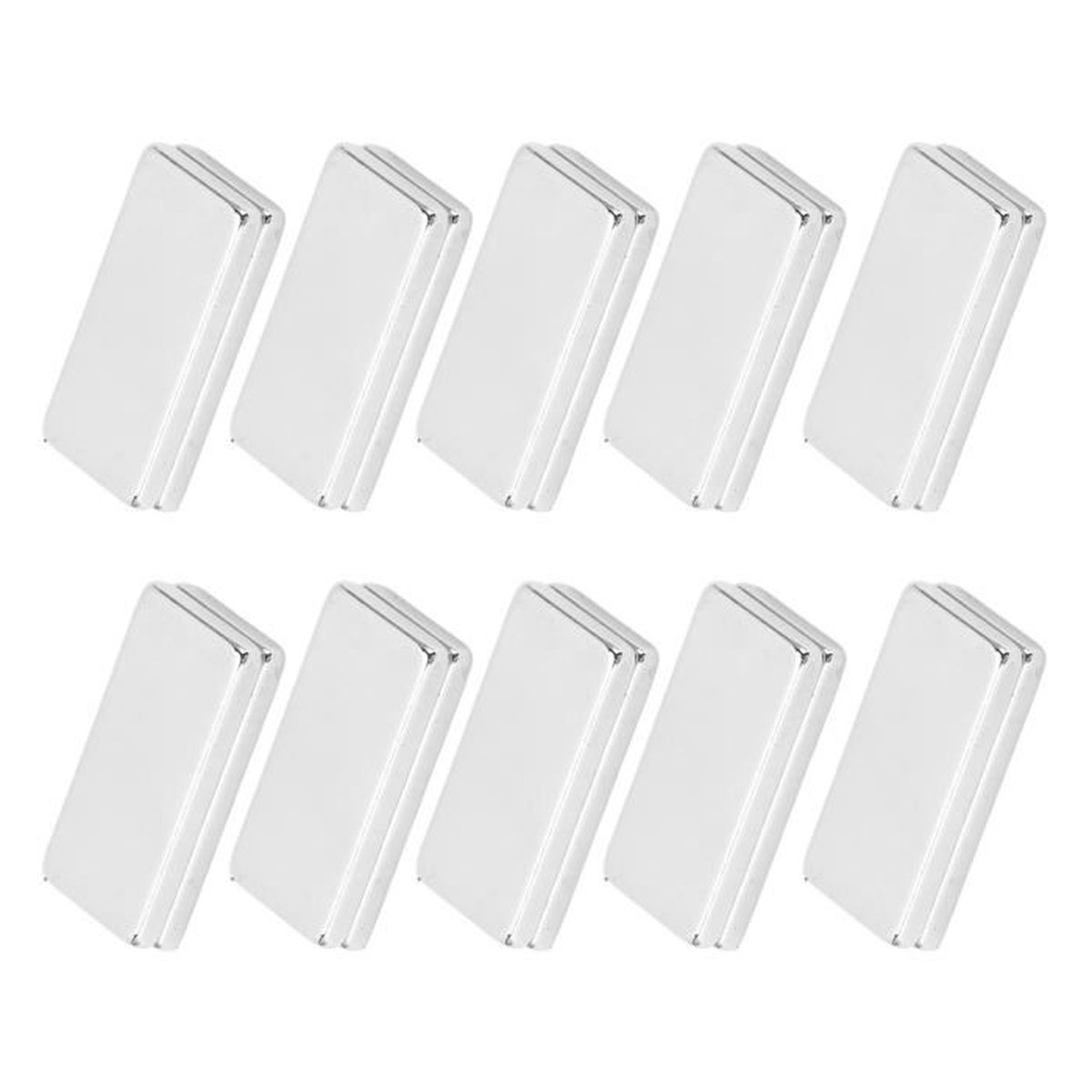 Lot De 15 Aimants Néodyme Rectangulaires Super Puissants - 30x10x3 Mm Nickelés - Pour Tableau Blanc, Bureau, Cuisine
