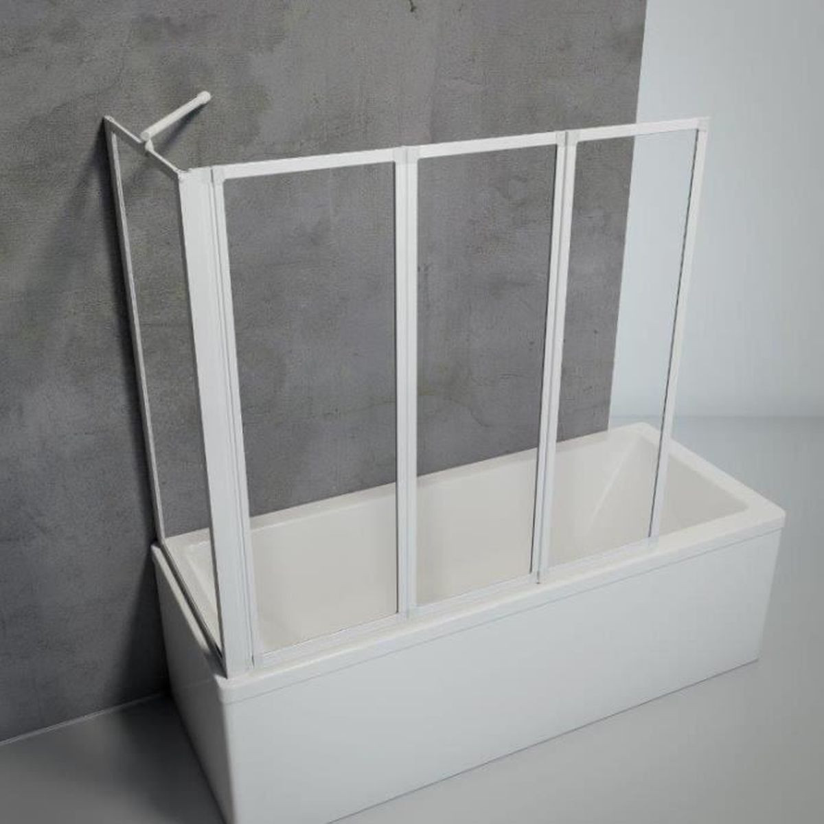 Pare Baignoire A Coller 129x70x120 Cm Paroi De Baignoire 3 Volets Avec Paroi Laterale Verre Transparent Profile Blanc Schulte Achat Vente Porte De Baignoire Pare Baignoire A Coller Cdiscount