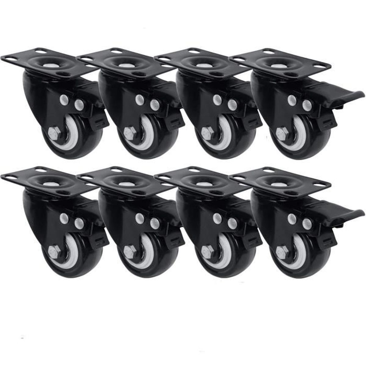 Roulettes Casters Noir Roulettes Pour Lit Bebe 50mm Caoutchouc Roulettes Pour Meubles Silencieux Chariot Pivotantes Roulettes Avec Frein 8mm Circlip Capacite De Charge 80kg 4pcs Bricolage Lemoncitylive Com