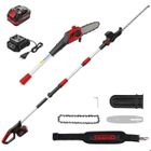 TEENO Taille-haies sur perche，2 en 1 Élagueuse électrique sur perche，Batterie Li ION 20 V 4Ah,Poignée Principale Orientable