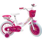 BRAND Vélo Enfant - Modèle 16" LOLLI GIRL Fille - ( taille 105 cm à 120 cm ) - Blanc & Rose - 2 Freins - Coffre arrière - Panier avant