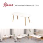 HUOLE Table basse blanche,Plateau en MDF, pieds en bois massif, Style scandinave, L110 cm