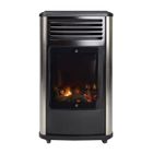 SAHARA Poele à gaz 3.4KW Noir Effet feu de bois 3 niveaux de chauffe 40-80m2 Manhattan