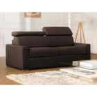 VENTE-UNIQUE Canapé 3 places convertible express en tissu VIZIR - Marron - Couchage 140 cm - Matelas 14 cm avec mémoire de forme DUNLOPILLO