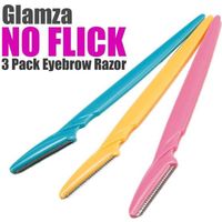 Glamza No Flick 3 Pack sourcil sourcil rasoir et Dermaplaning Safe indolore portatif femme rasoir Trimmer outil kit de toilettage