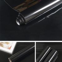 Papier peint,Rouleau de papier peint auto-adhésif en PVC,vinyle imperméable,noir brillant,décoration - black -3 m x 60 cm