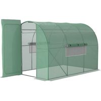 Outsunny Serre de Jardin Tunnel 6 m² Acier galvanisé renforcé diamètre 2,5 cm + PE Haute densité fenêtres Porte Vert