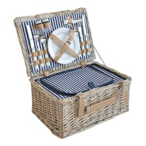 Décoshop26 Panier Pique-Nique en Osier pour 6 Personnes avec Couvert