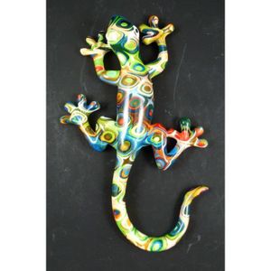 Nouvelle Petit gecko vert tropical Photo ou la sculpture dart mural contemporain en m/étal