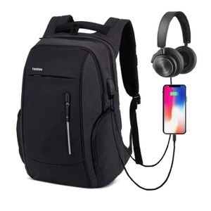 SAC À DOS FUNTLEND 17,3 Pouces Étanche Sac à Dos Ordinateur Portable, Sac à Bandoulière avec Chargeur USB et Port de Casque, pour