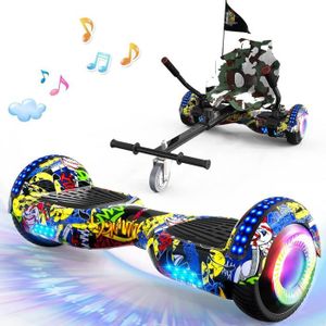 HOVERBOARD Hoverboard avec siège Camouflage - GeekMe Z5+KT - Haut-Parleur Bluetooth LED - Cadeau pour Enfants