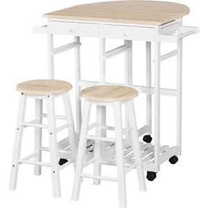 Table haute de bar pliante - Mange debout carré - Blanc - 60cm