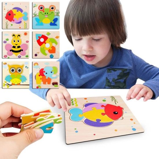 Pack De 5 Puzzles En Bois Pour Tout-petits – Jeux éducatifs Multicolores – Dès 2 Ans