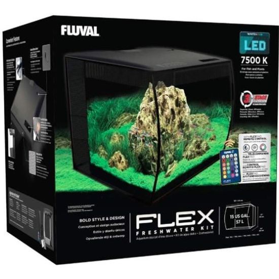 Fluval Aquarium Flex LED sans Meuble Bas pour Aquariophilie Noir 57 L