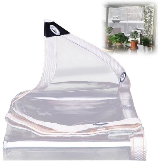 Bâche Transparente Imperméable 2x2 M Avec œillets Et Corde – Protection Extérieure Pour Mobilier, Plantes, Camping, Serres
