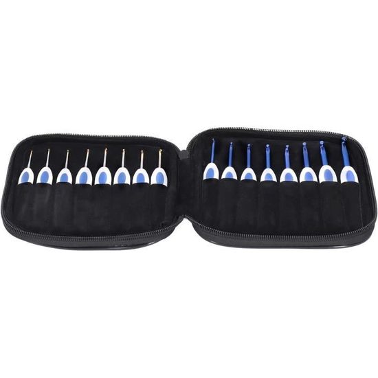 Crochet à Tricoter Noir ABS Résine Poignée Crochet Crochets Kit En Alliage D 'aluminium Crochet Ensemble Tricot Tissage Bricolage Artisanat Aiguille Ganchos De Ganchillo De Aluminio