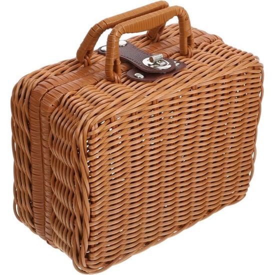 Panier Pique-nique Vintage En Osier - Valise Camping - Années 70/80 - Occasion