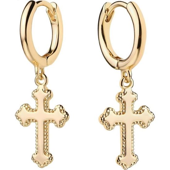 HEEYA Boucles D'Oreilles Créoles Épaisses Or 18 Carats - Pendantes Légères Forme Larme - Hypoallergéniques - Cadeau Femme