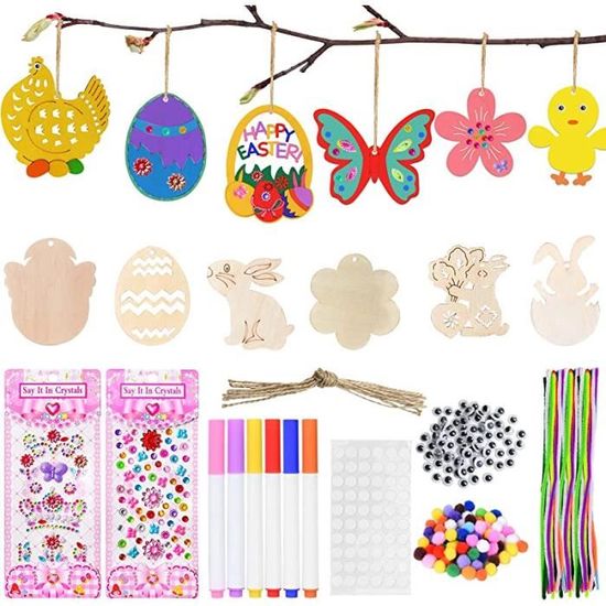 Bluelves Oeufs en Bois, 12 Pièces, Artisanaux et Décorations de Pâques, Bois Non Peints, Oeufs de Pâques Decoration