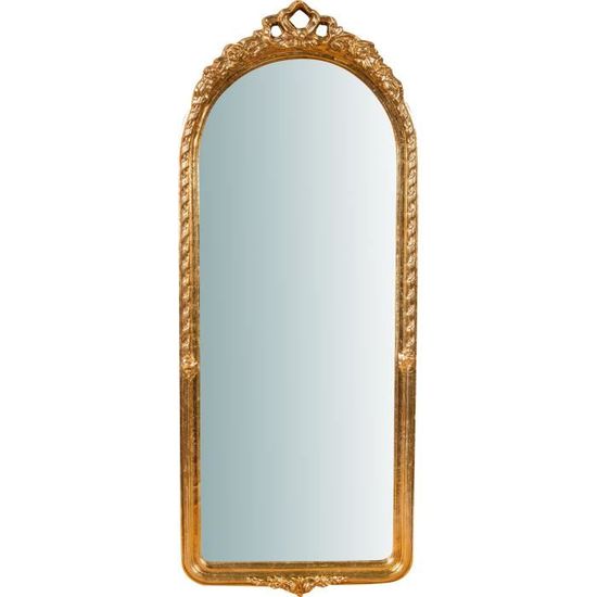 Miroir mural suspendu en bois ancien fini à la feuille d'or - L5640-O