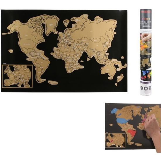 Carte Du Monde à Gratter En Français Poster Monde Xxl 60