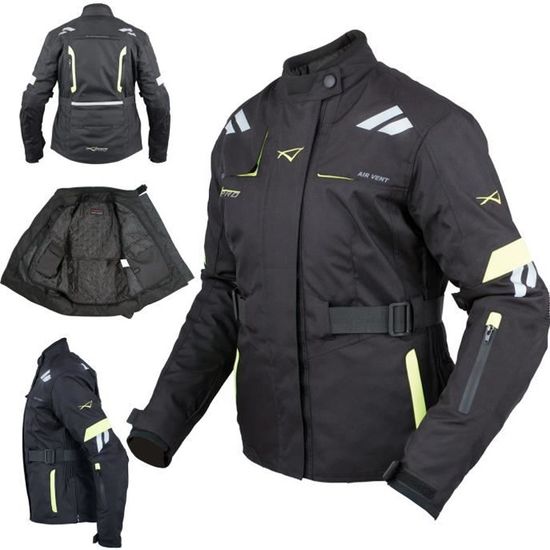 Textile Blouson Moto Femme Termique Protections CE étanche Fluo 2X