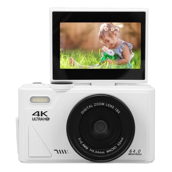 JEEMAK Appareil Photo Numérique Caméra vidéo 4K 64MP Double Objectif Autofocus 3 écran LCD 18X Zoom pour débutants - Appareil Photo