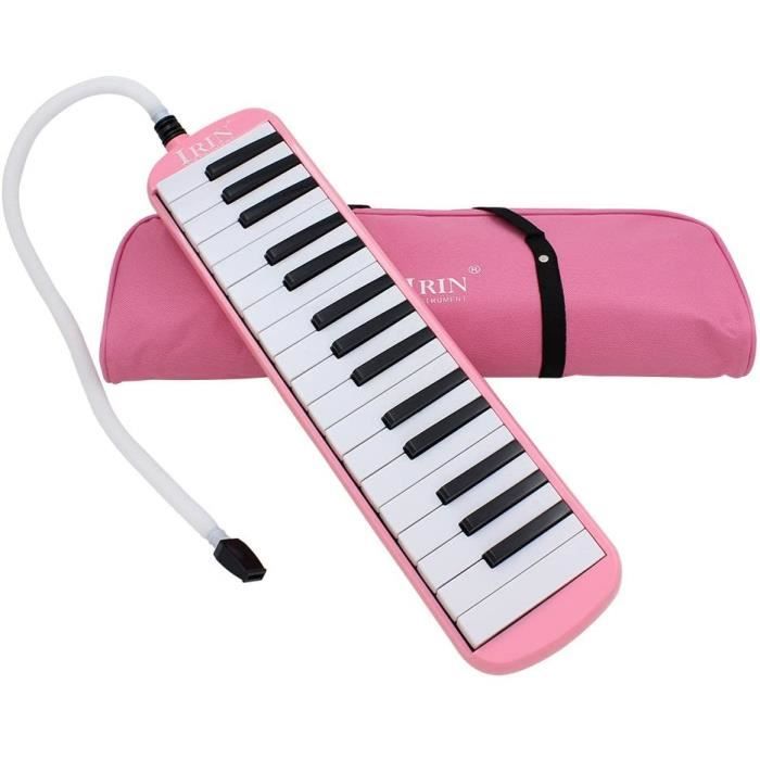 Melodica 32 Touches de clavier de piano portable Pianica Instrument de musique avec 2 Becs pour débutants enfants noirs 