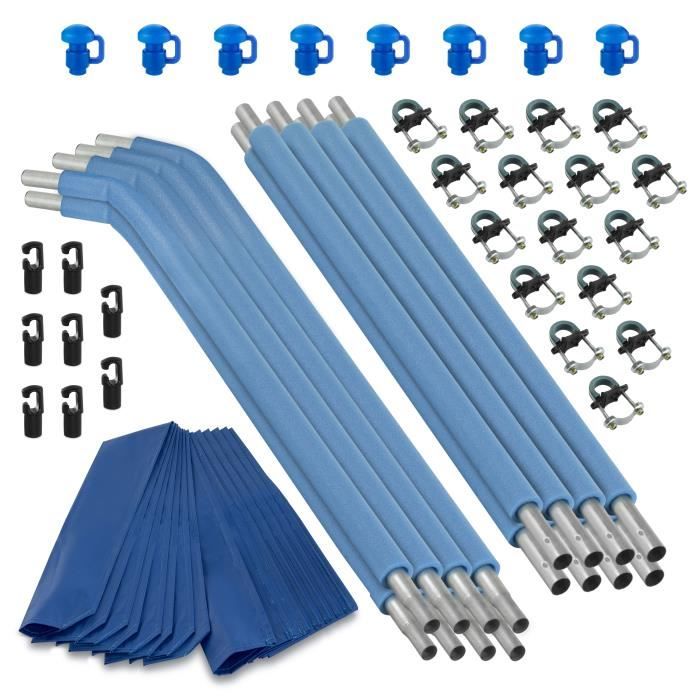 Lot de 8 Poteaux Courbés, Mousses, Colliers, Capuchons pour Trampoline Rond