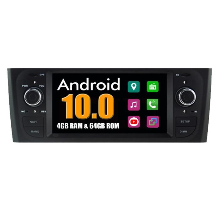 RoverOne Autoradio Bluetooth GPS Navigation pour Fiat Punto Linea 2007-2011 Android Stéréo MirrorLink WiFi