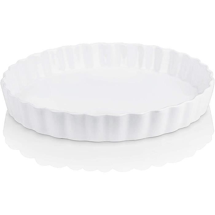 LOVECASA, Moule à Tarte, Plat à Four de Cuisson en Porcelaine, 1 pièces de 27 cm Ramequin pour Muffin, Pâtisserie,Barbecue, 1200ml