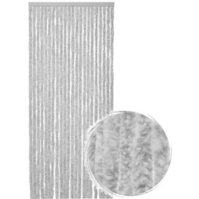 Rideau de porte Chenille de qualité supérieure, Protection de vos espaces intérieurs, Anti-Insectes 90 x 220 cm Mix blanc gris