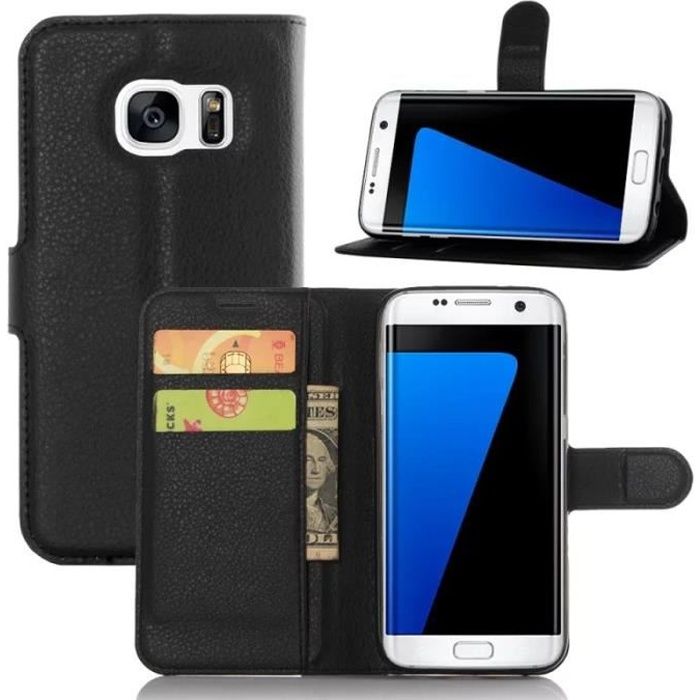 Pour Samsung Galaxy S7 edge G935 Étui à rabat Mode Magnétique Flip Case Pochette Housse de Protection PU Cuir Coque {Noir}