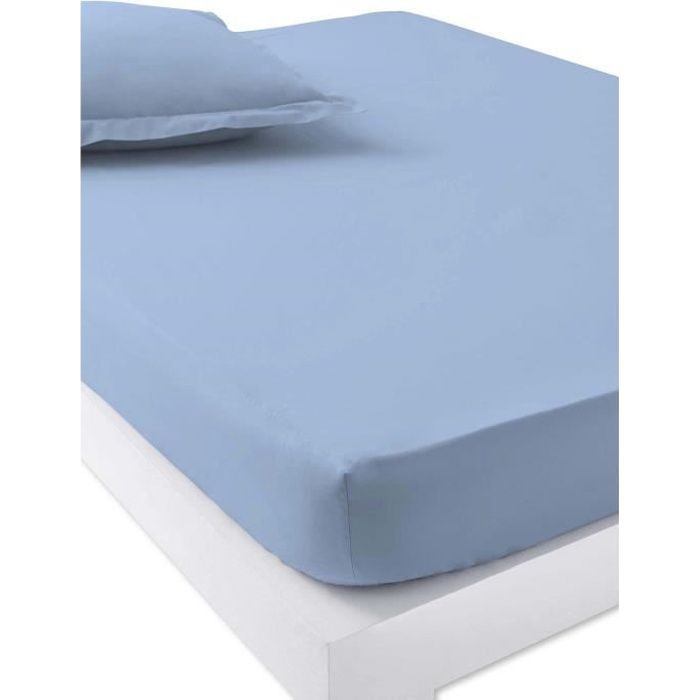 Drap-housse, bonnets 32 cm - 140x190 - Bleu ciel