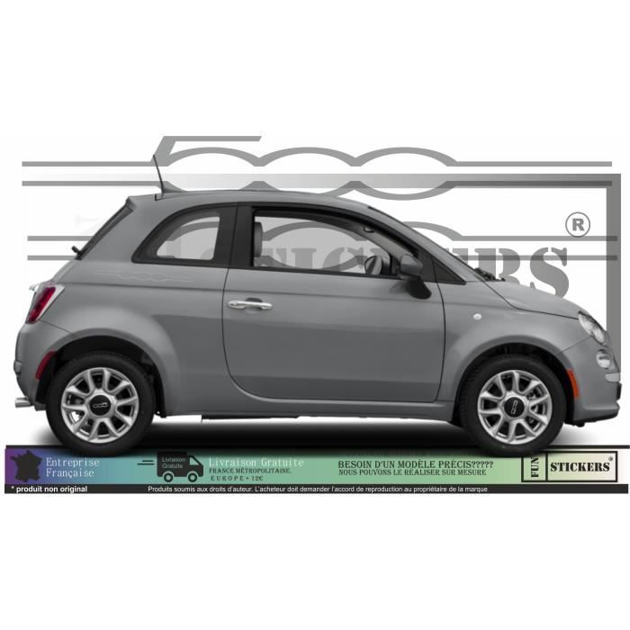 Fiat 500 - GRIS ALU - lettrages 500 signature - Tuning Sticker Autocollant Graphic Decals
