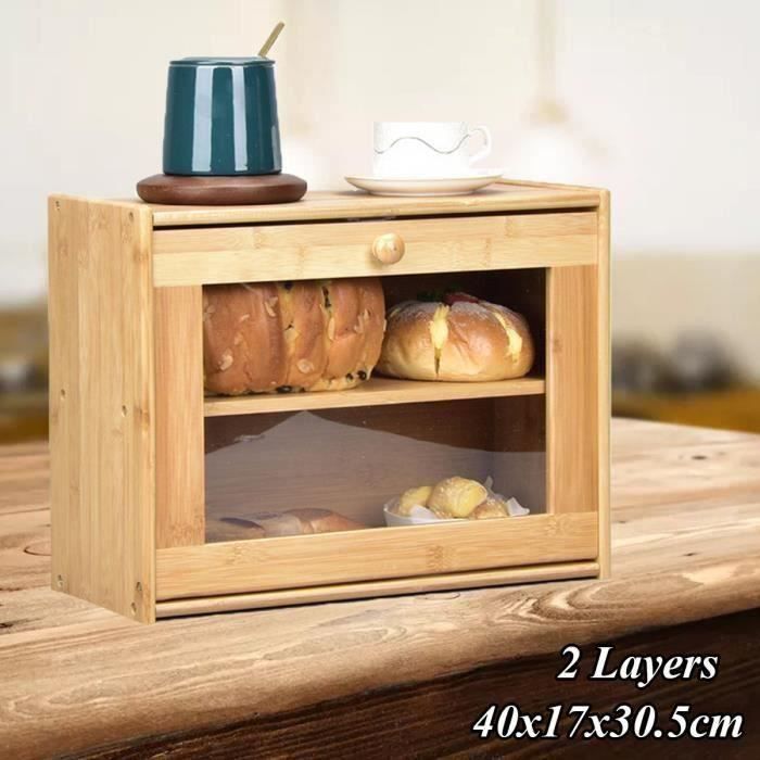 Boîte à pain carré - bambou - 40x17x30.5 cm